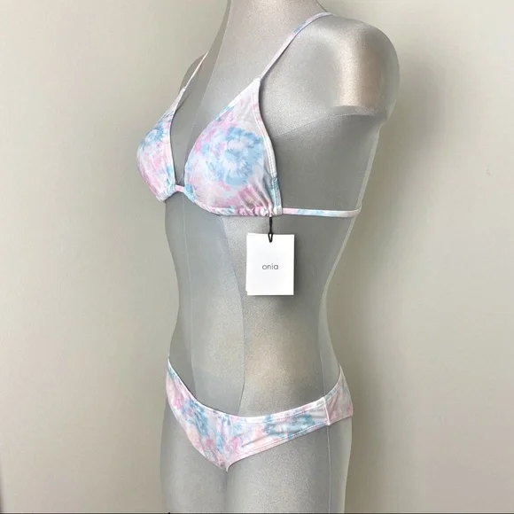 ONIA Bikini triangle top & bottom Set Size Small S pastel tones strappy back - Picture 2 of 7